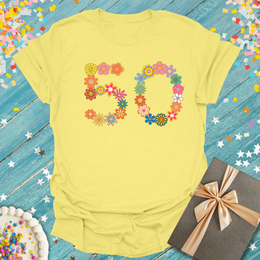 50 Groovy Flowers ERA T-Shirt