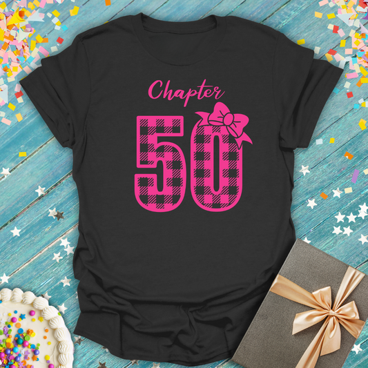 Chapter 50 Pink Check Birthday T-Shirt