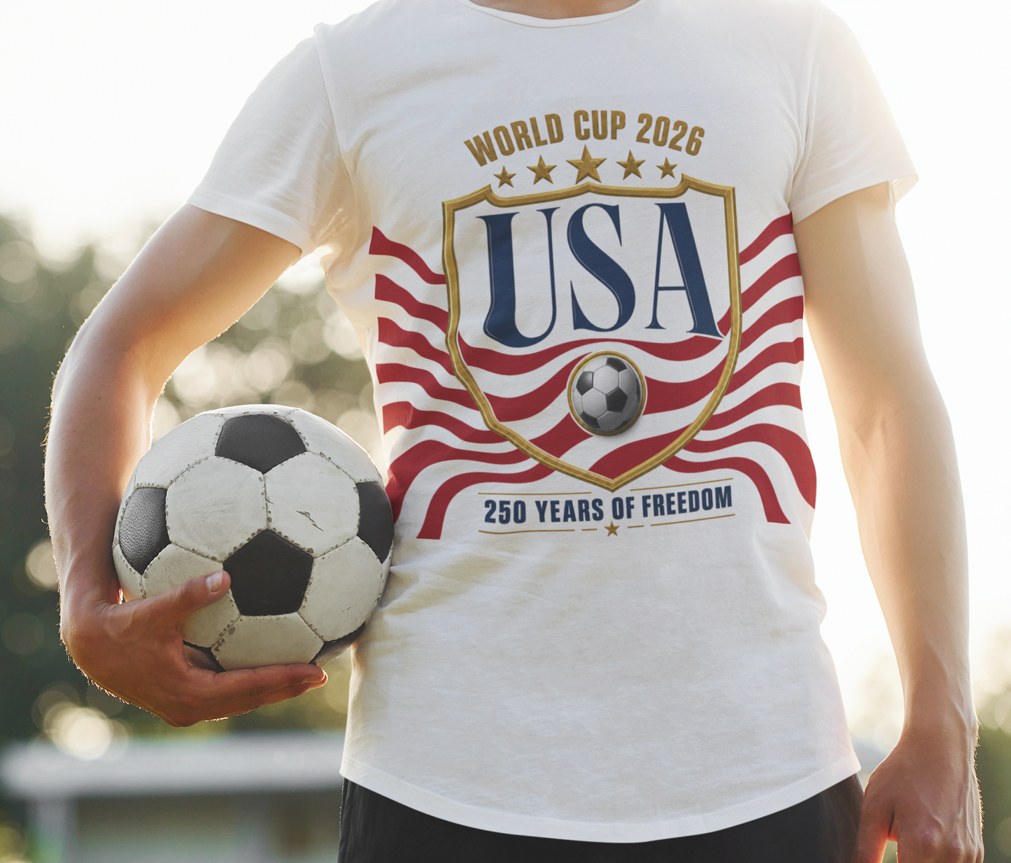 USA Soccer 2026 Era T-Shirt — Patriotic 250 Years of Freedom Fan Tee