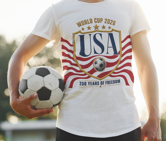 USA Soccer 2026 Era T-Shirt — Patriotic 250 Years of Freedom Fan Tee
