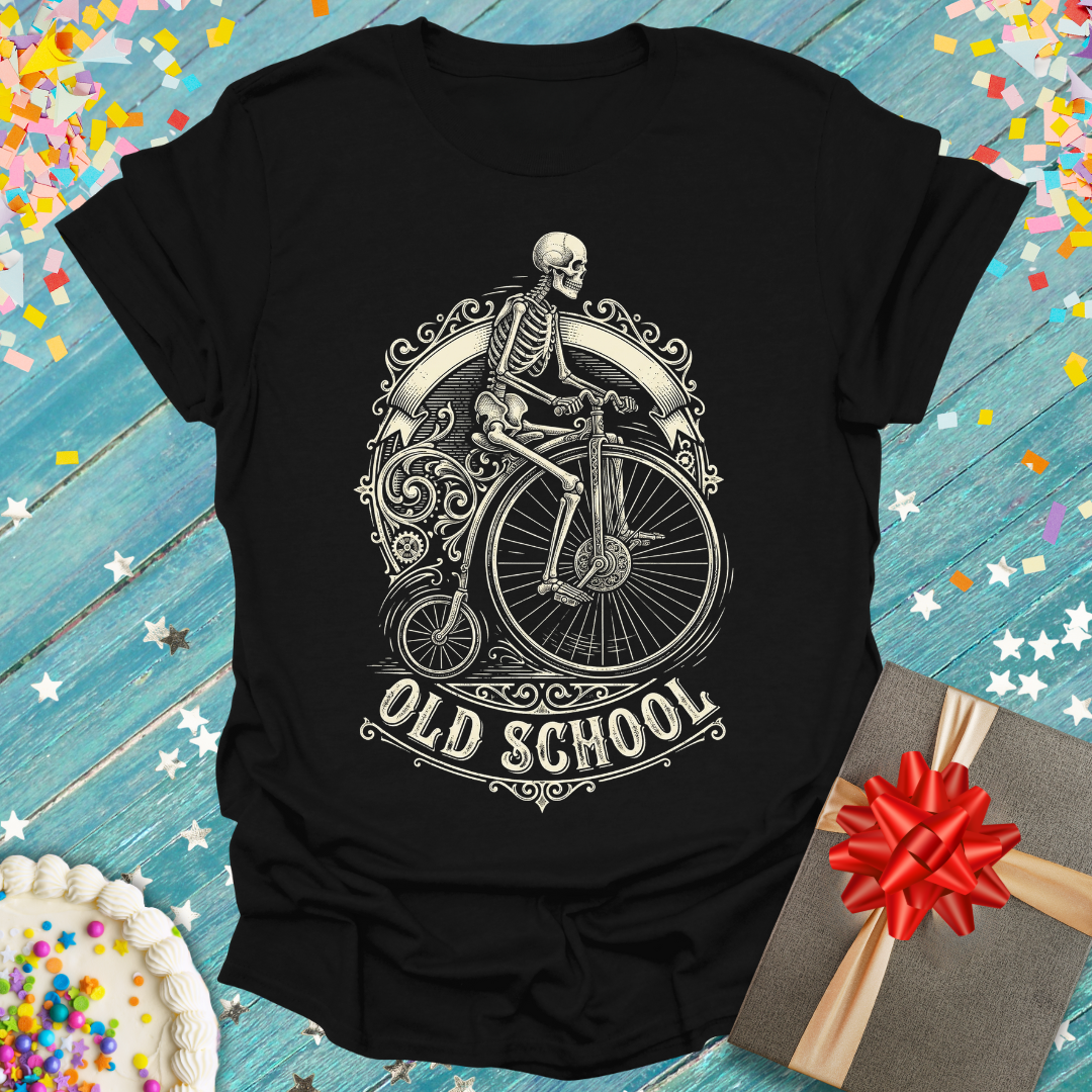 Old School Skeleton Riding Vintage Bike T-Shirt