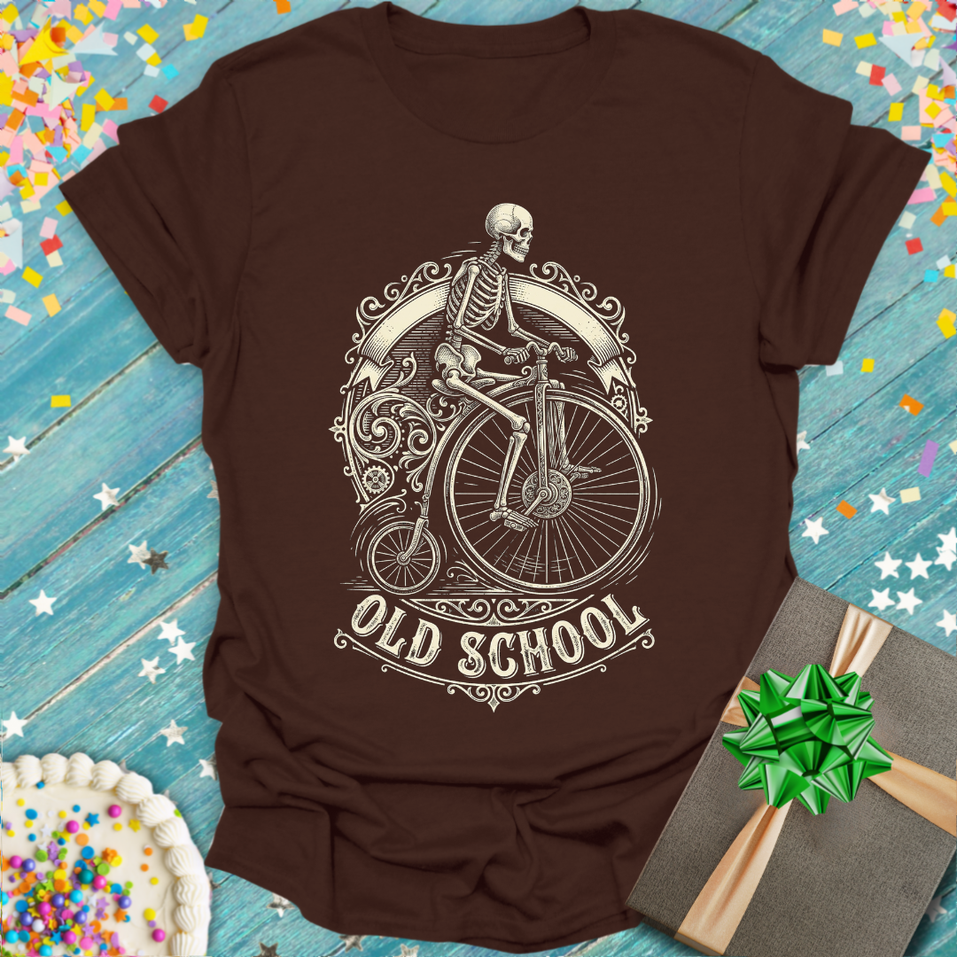 Old School Skeleton Riding Vintage Bike T-Shirt