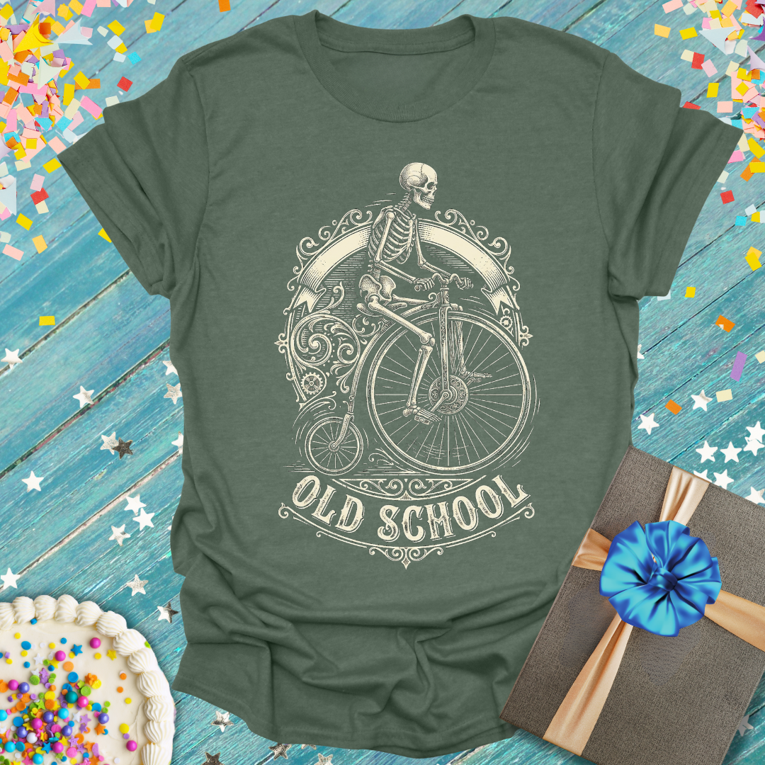 Old School Skeleton Riding Vintage Bike T-Shirt
