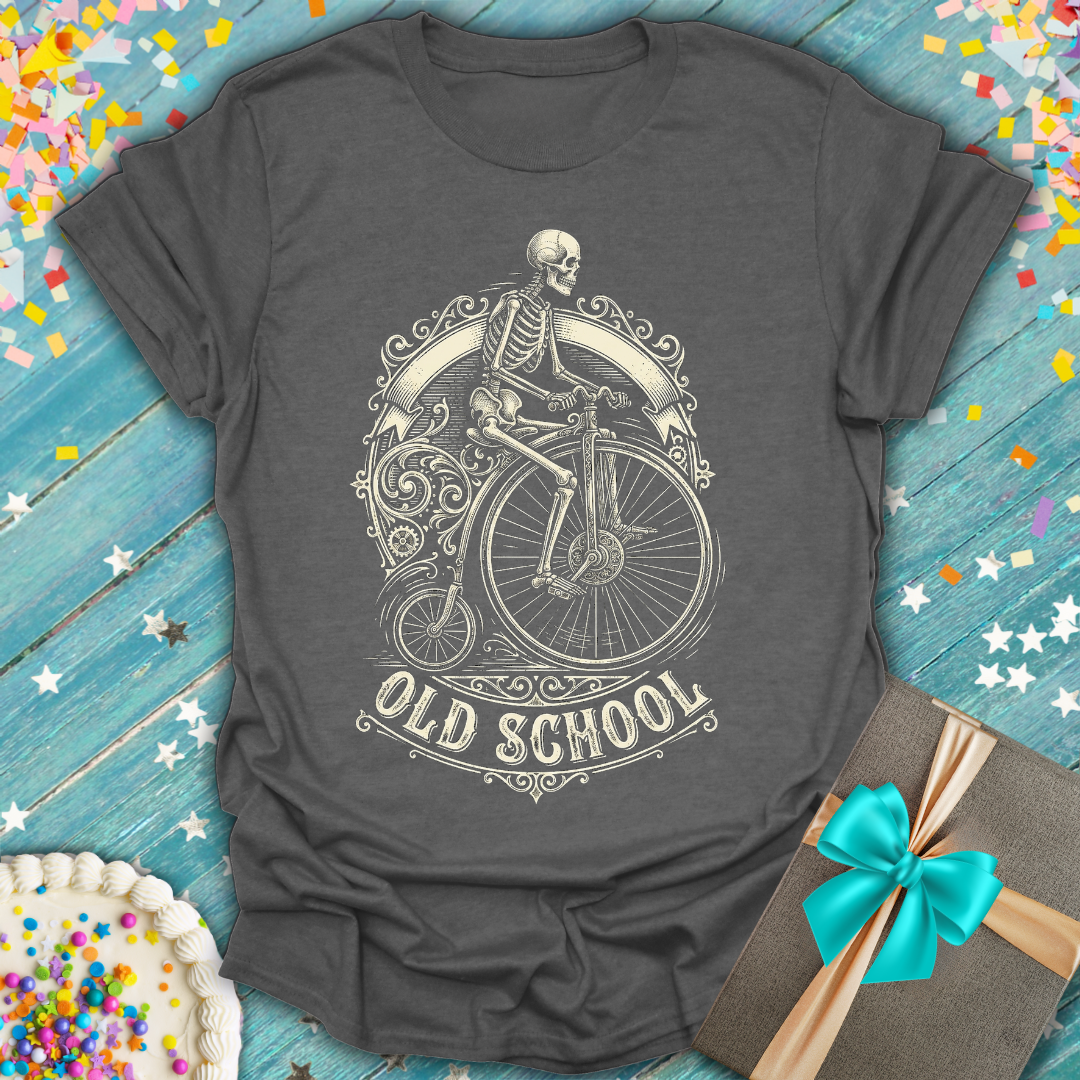 Old School Skeleton Riding Vintage Bike T-Shirt