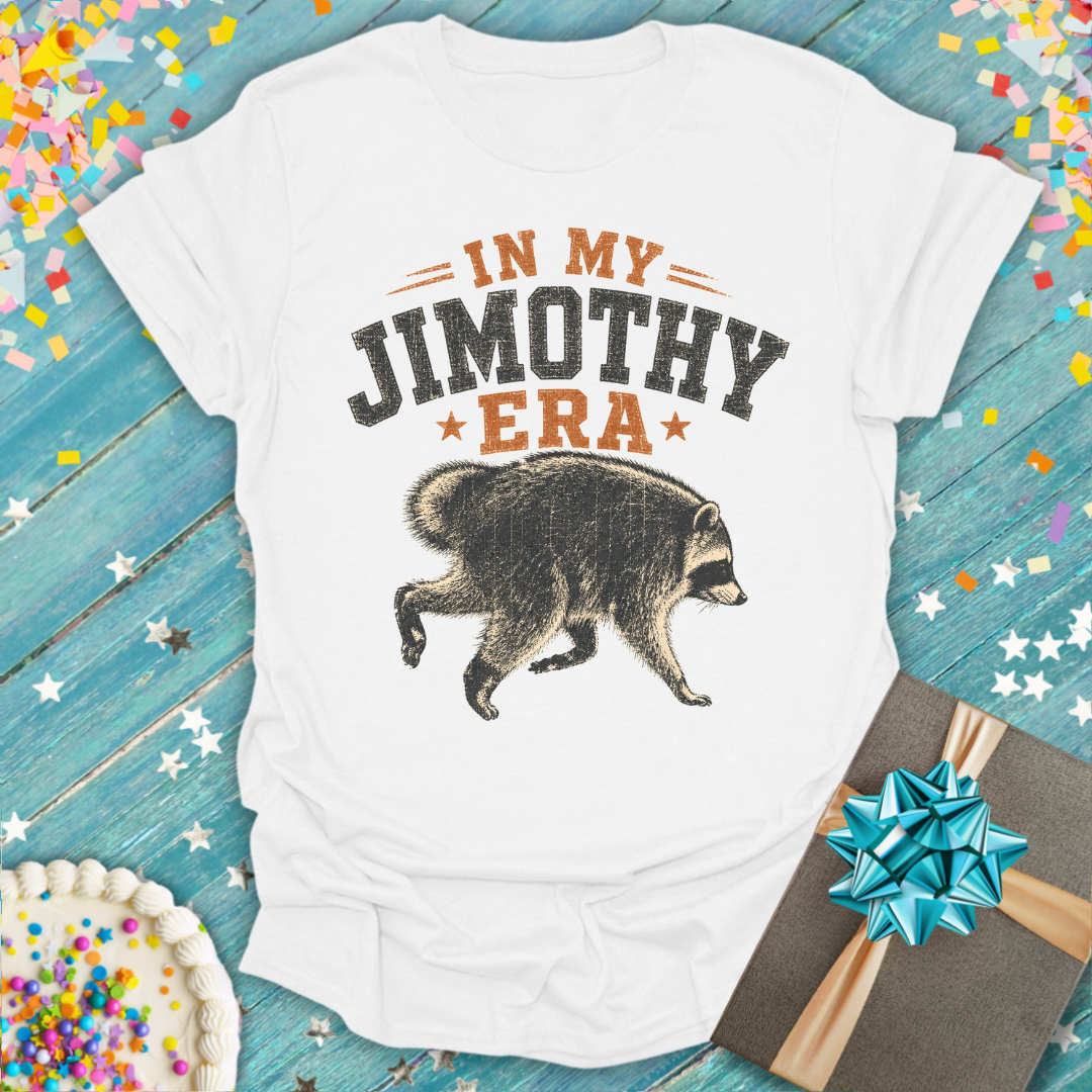 Jimothy Era T-Shirt — Retro Raccoon Graphic Tee