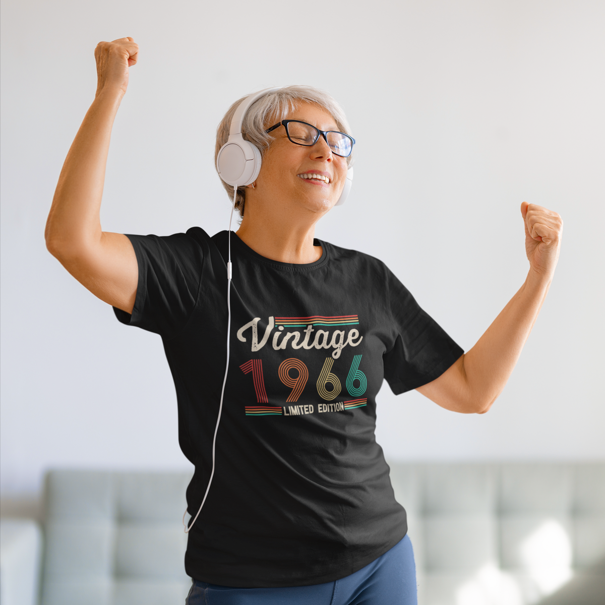 Epic Era Tees black Vintage 1966 T-Shirt with retro multi-color text and 'Limited Edition' graphic.